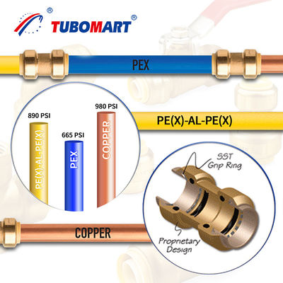 Hydronische Heizung PN10 PN16 Pex-Push-Fittings Nickelplattierte Push-To-Connect-Fitting