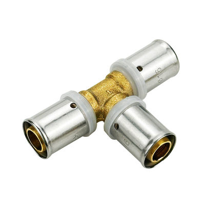 Klempner für Männer Tee Messing Press Fittings Mehrschicht Pex Pert Rohr Press Fitting Wasserzeichen