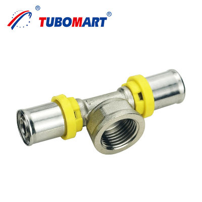 Tubomart OEM PEX AL PEX Rohrverbindungen für Gas mehrschichtige Rohrverbindungen TH-Stil Messingpresseverbindungen für Gassystem