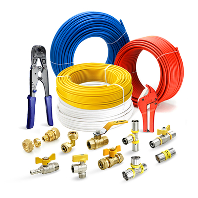 Tubomart 16-32mm Fabrikpreis OEM Blau Anpassung Pex-Fittings Pex Al Rohrverbindung Messing Pex Press Anpassung Pressfittings