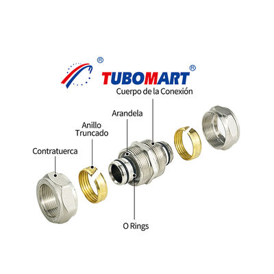 Anpassungsgrößen Gefälschte Messing-Kompressionsbefestigungen Gasrohr für Pex Al Pex Rohre Weibliche Ellenbogen Ungleiche Gerade Union