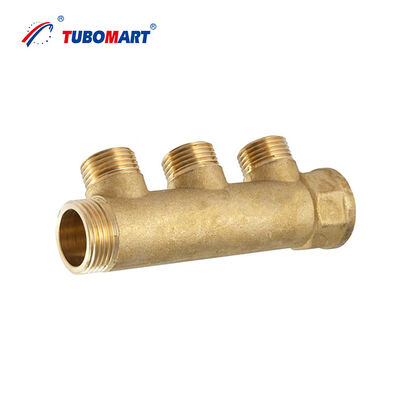 TUBOMART OEM 2-6 Outlets Brass Manifold Without Nozzle Connect Pex , PEX-AL PEX , Copper Pipe and Brass Fittings for gas water